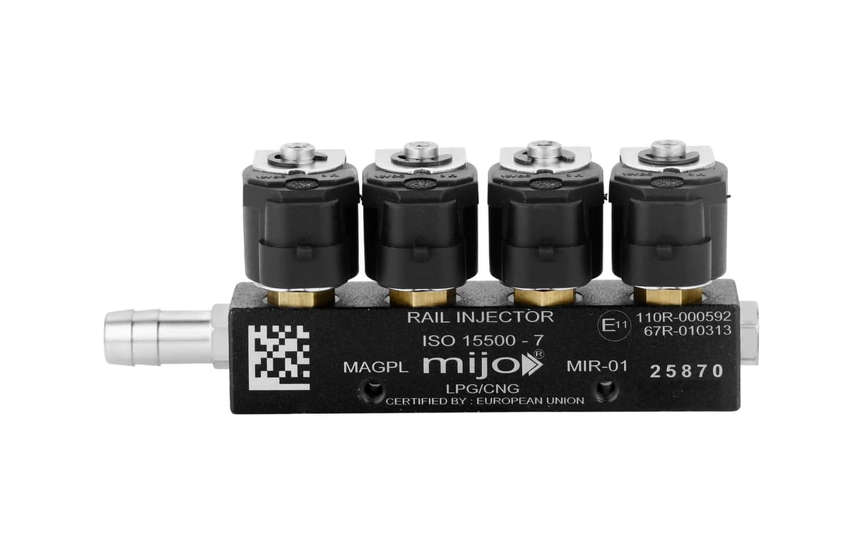 Black MIJO MIR-01 peak-and-hold injector rail